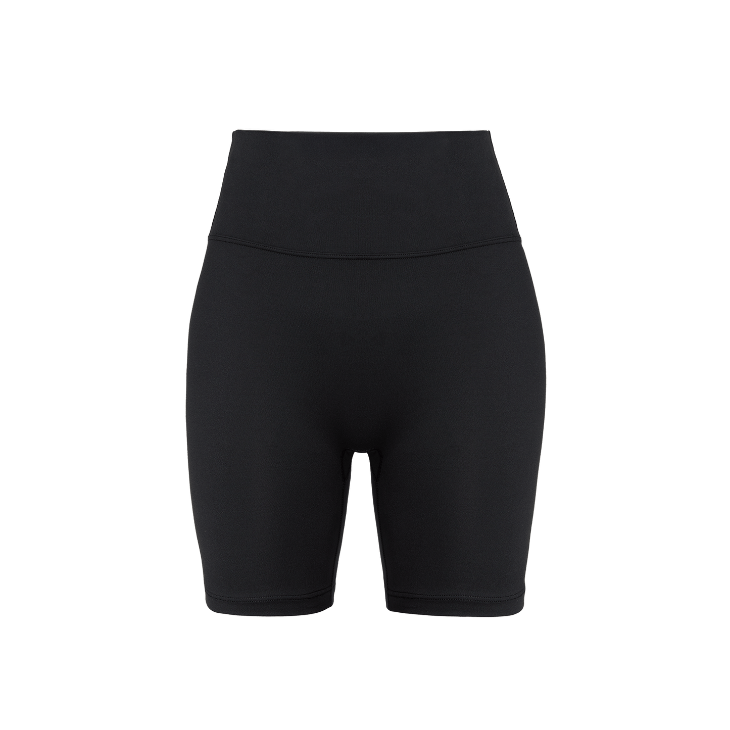 Women's Black U High-Rise Matte Short 6" Front Silhouette Angle.