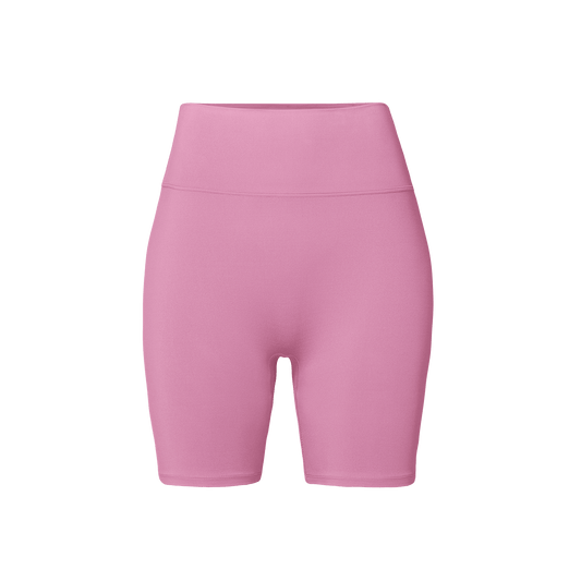 Women's Soft Pink U High-Rise Matte Short 6" Front Silhouette Angle.