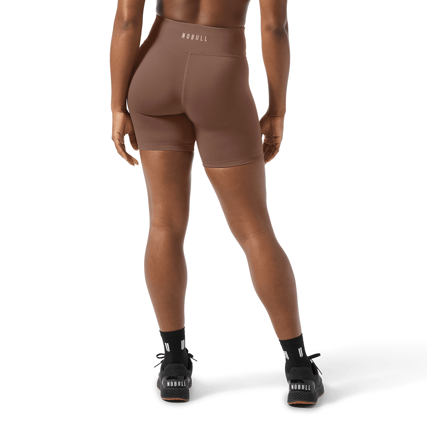 Women's Acorn U High-Rise Matte Short 6" Back Lower Body Angle.