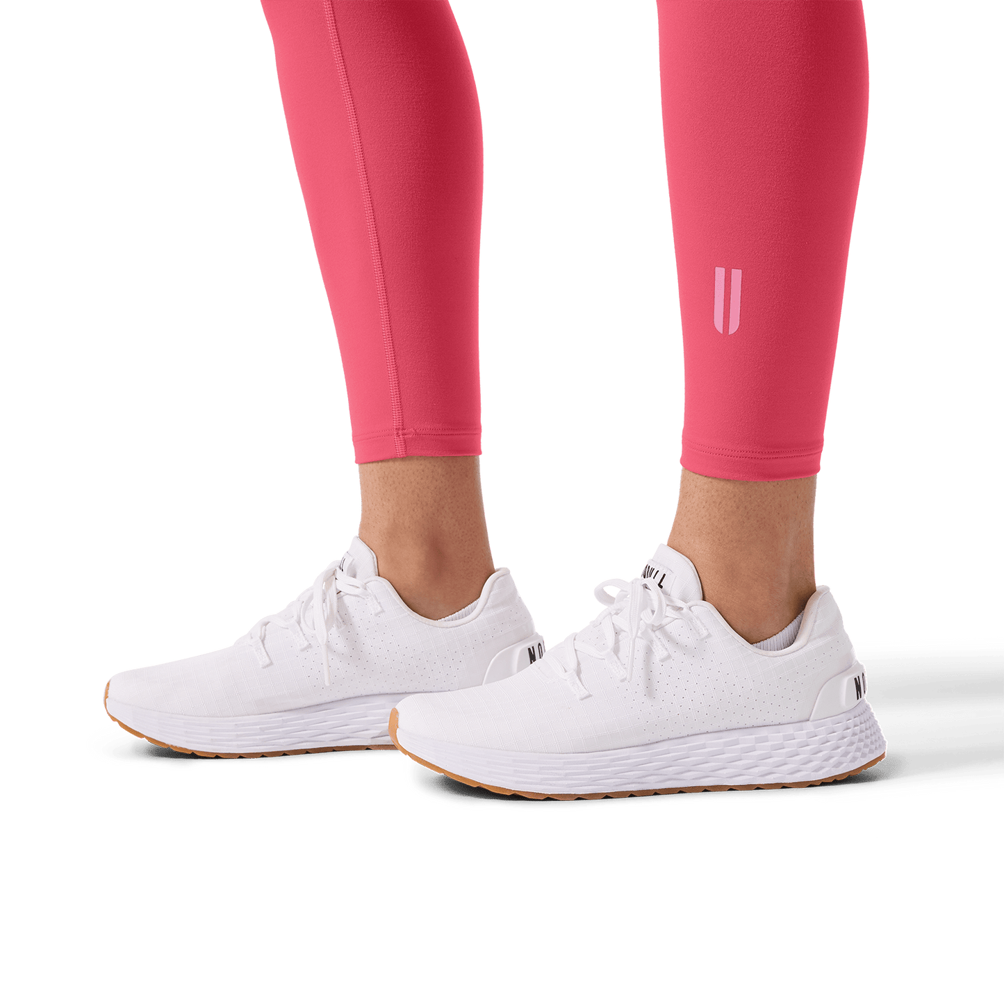 Women's Punch U High-Rise Matte Tight 25" U Logo Detail Angle.