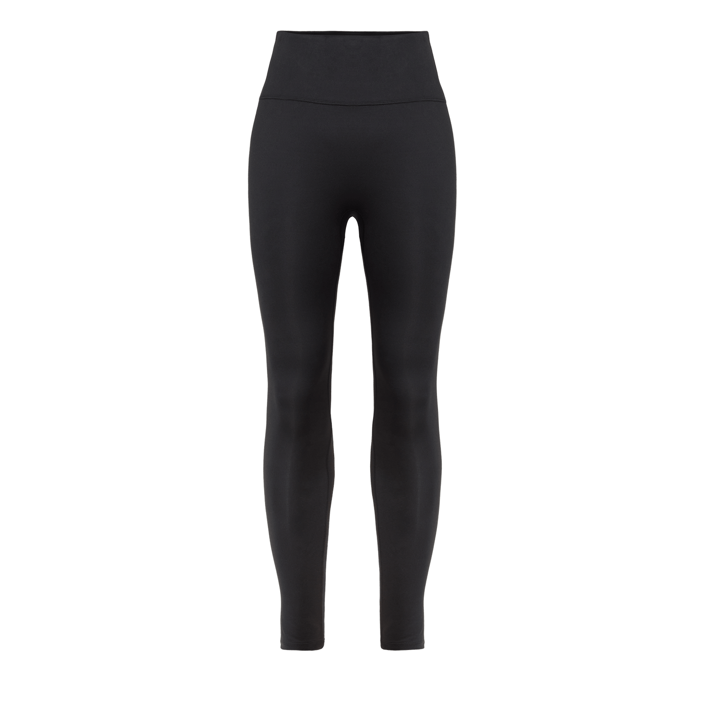 Women's Black U High-Rise Matte Tight 25" Front Silhouette Angle.