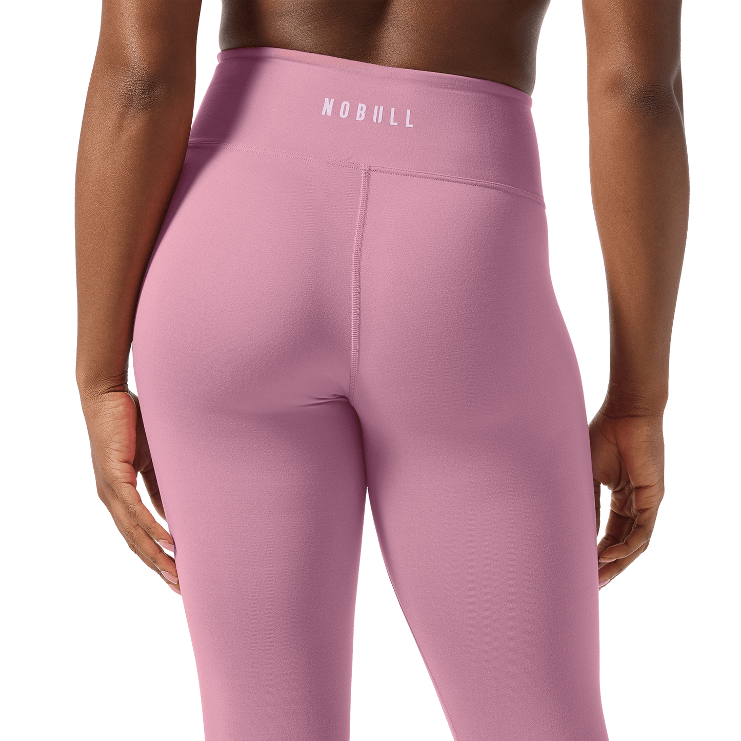 Women's Soft Pink U High-Rise Matte Tight 25" Back Detail Angle.