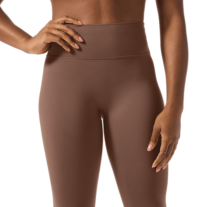 Women's Acorn U High-Rise Matte Tight 25" Front Detail Angle.