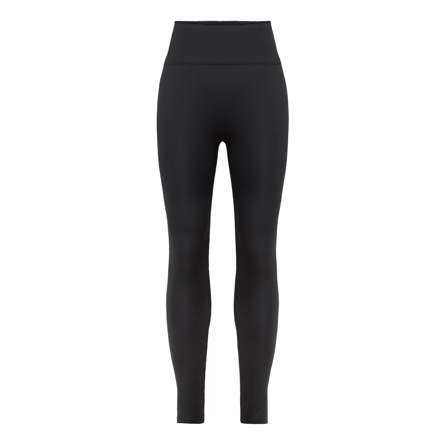 Women's Black U High-Rise Matte Tight 28" Front Silhouette Angle.