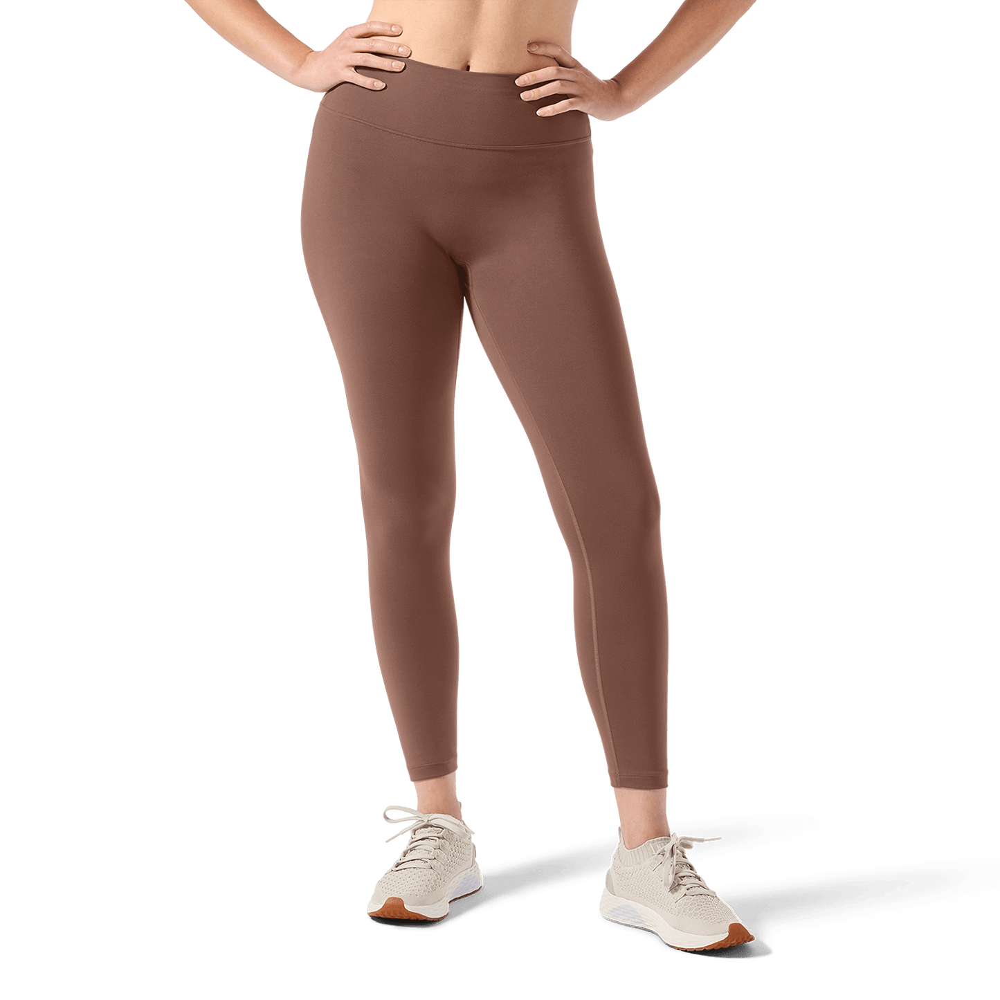 Women's Acorn U High-Rise Matte Tight 28" Front Lower Body Angle.
