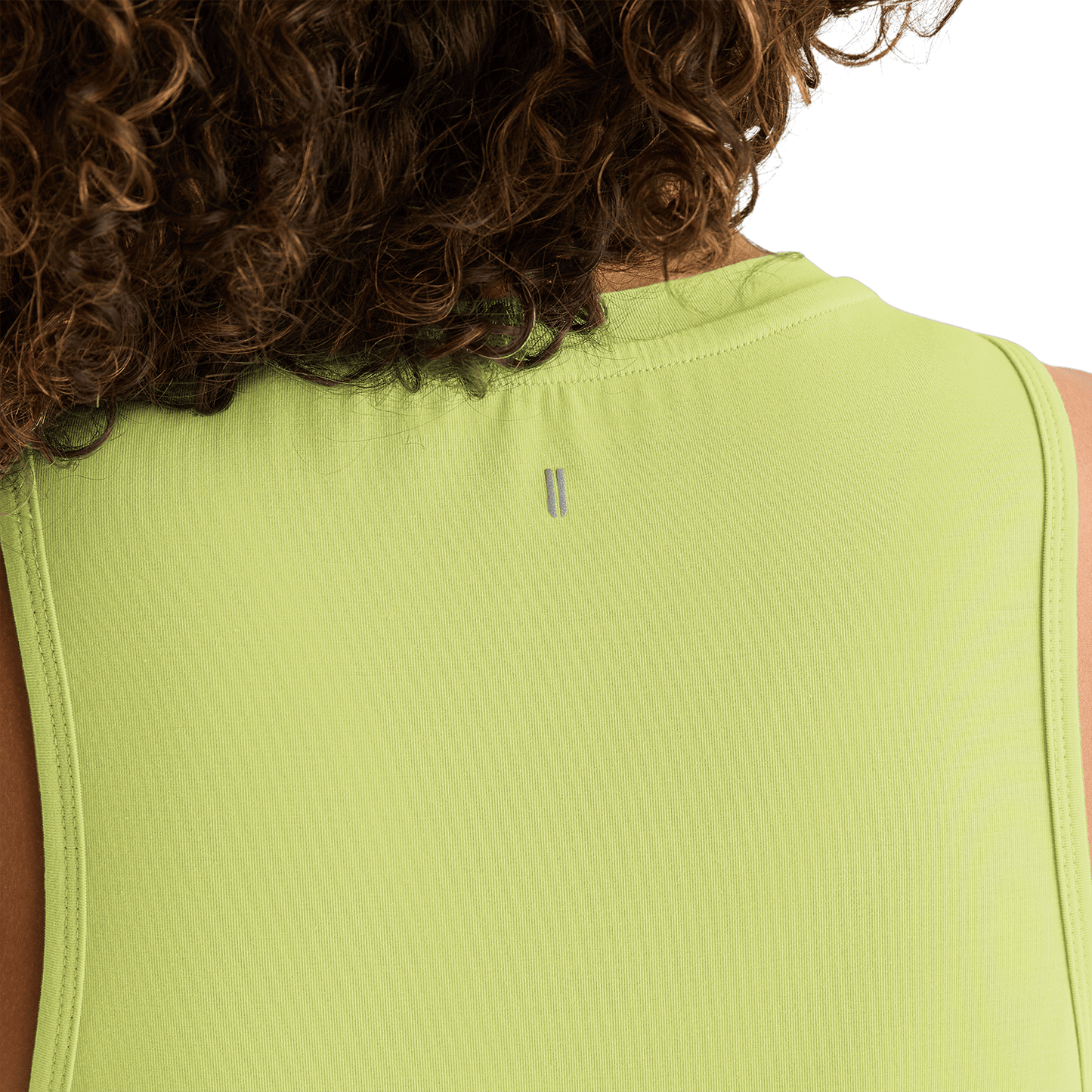 Women's Pear U Muscle Tank Detail Angle.