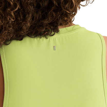 Women's Pear U Muscle Tank Detail Angle.