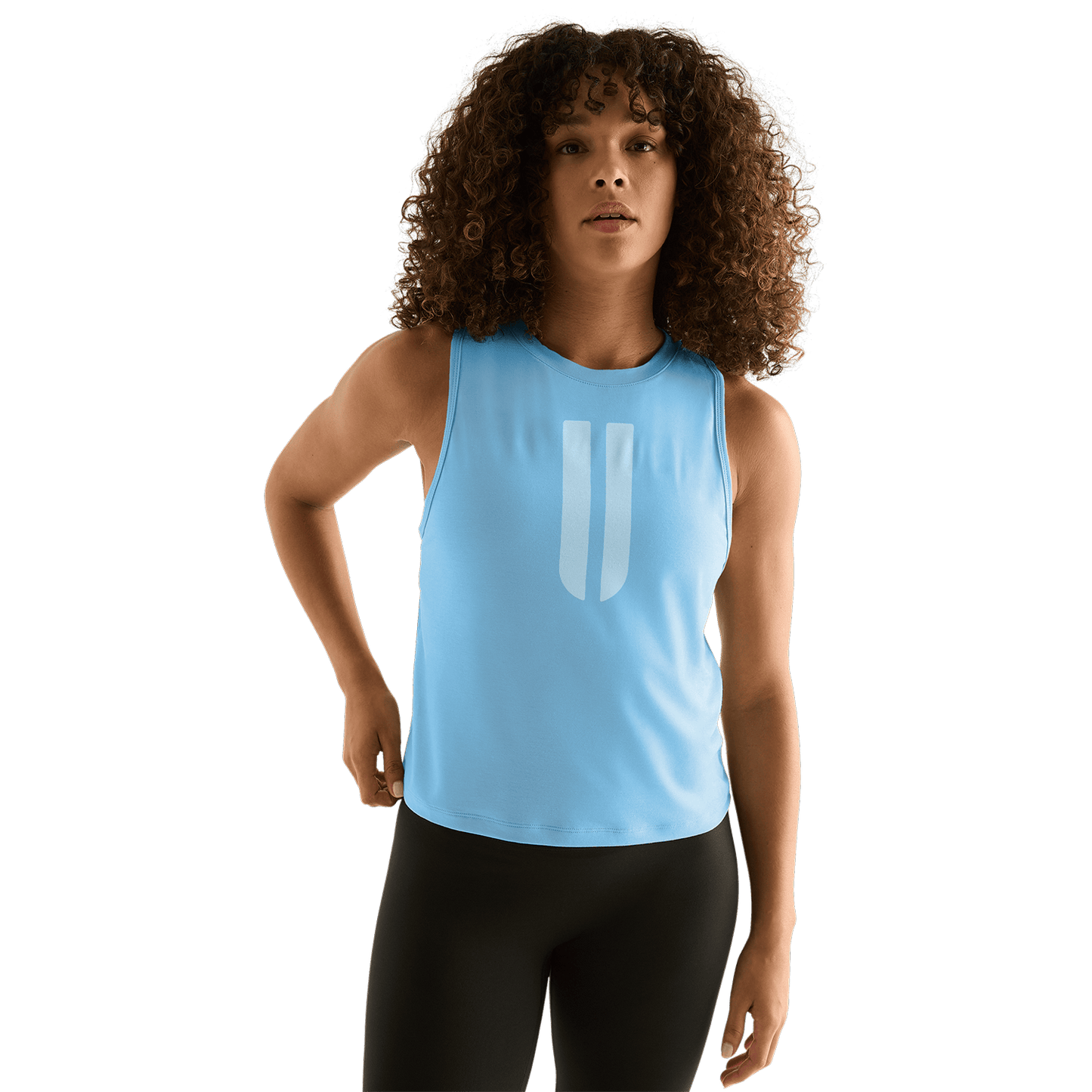 Women's Alaskan Blue U Muscle Tank Front Angle.