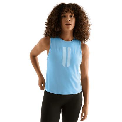 Women's Alaskan Blue U Muscle Tank Front Angle.
