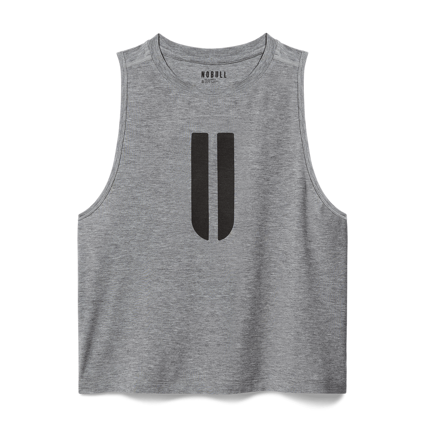 Women's Heather Grey U Muscle Tank Flat Lay Angle.