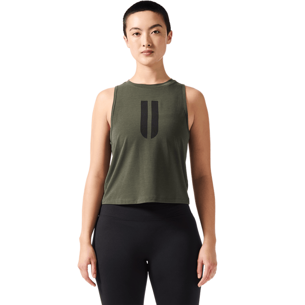 Women's Dark Army U Muscle Tank Front Angle.