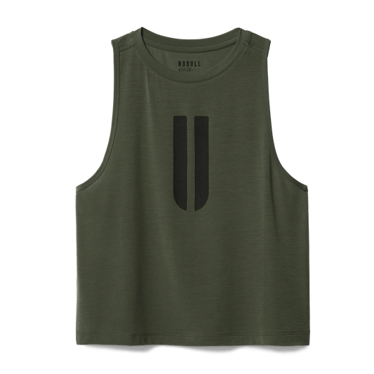 Women's Dark Army U Muscle Tank Flat Lay Angle.