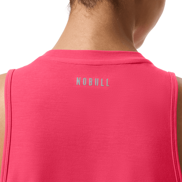 Women's Punch U Muscle Tank Back Detail On Body Angle.