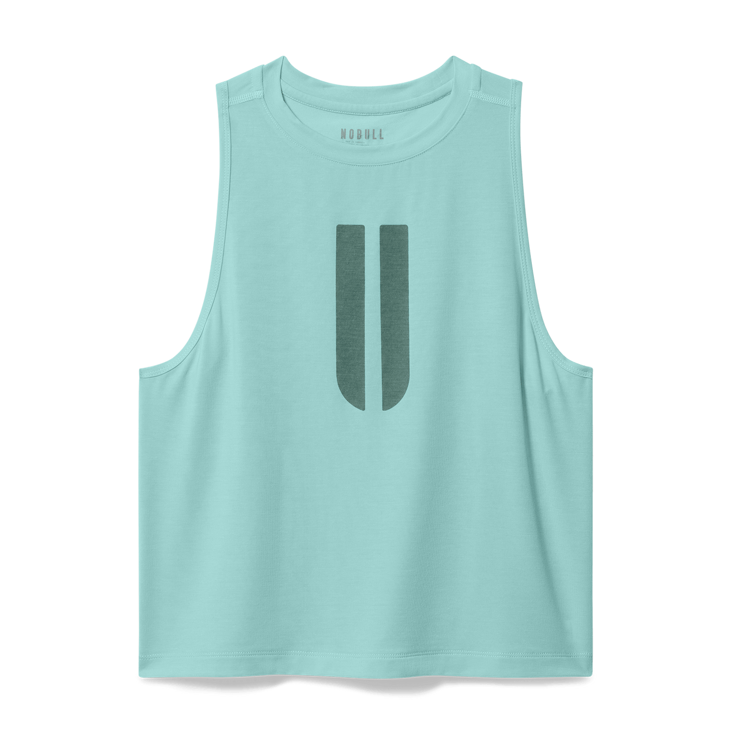 Women's Blue Haze U Muscle Tank Flat Lay Angle.