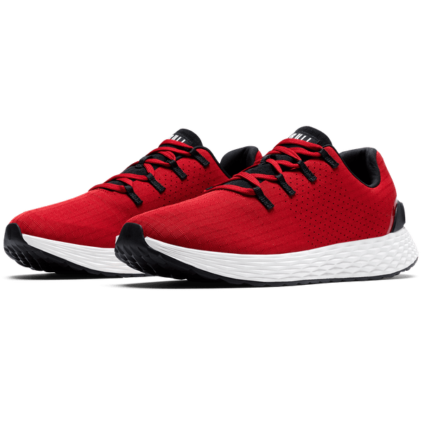 Equestrian Red Classic White Allday 365 Shoe Front Side Angle.