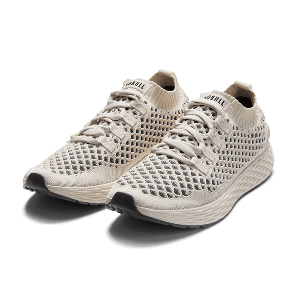 Light Ecru Allday Knit Shoes Front Side Angle.