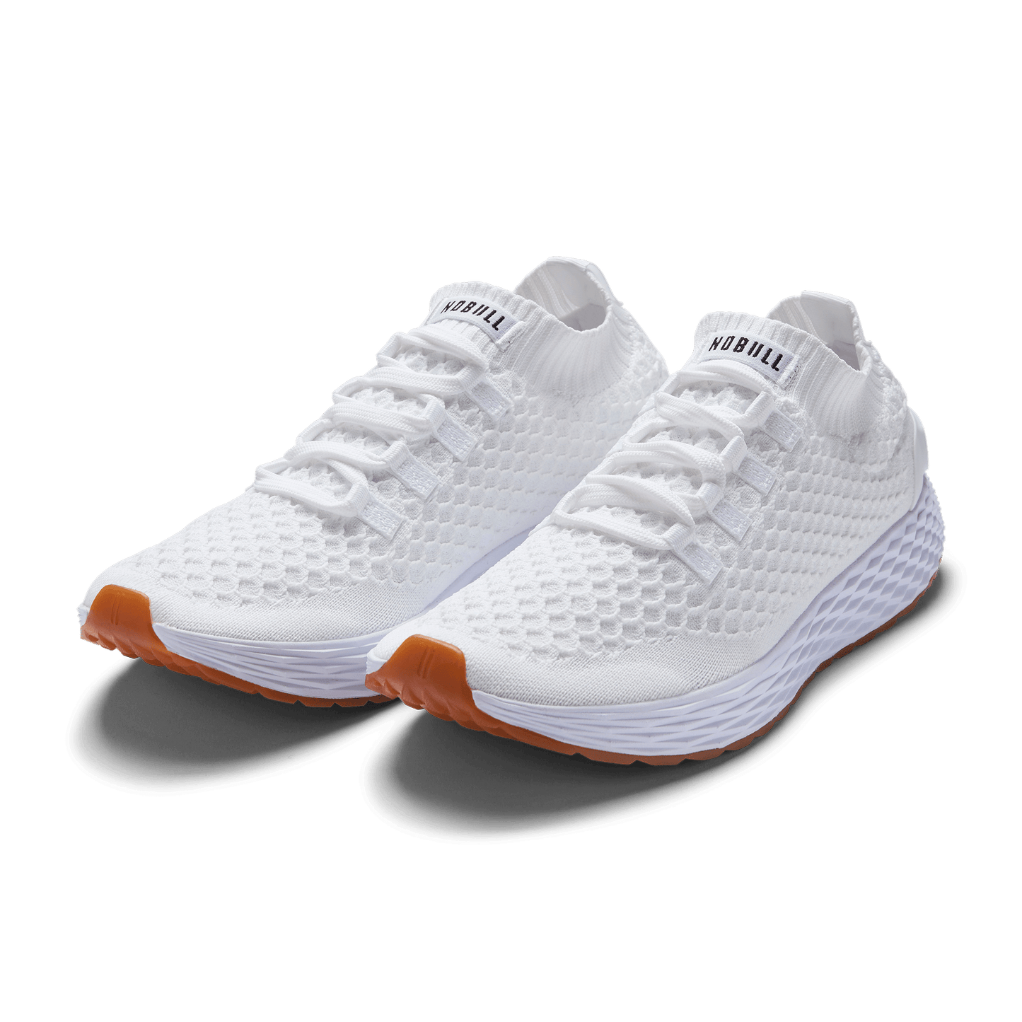 White Gum Allday Knit Shoe Front Side Angle.