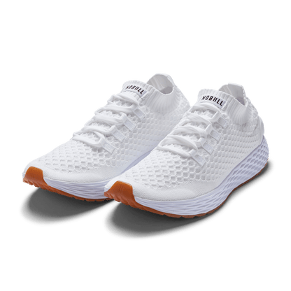 White Gum Allday Knit Shoe Front Side Angle.