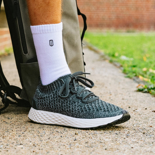 Men's Allday Knit Green Heather Shoe On Body.
