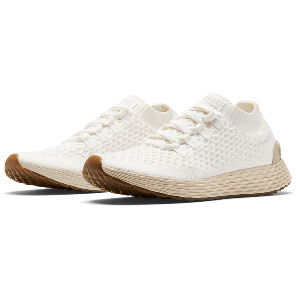 Classic White Lunar Allday Knit Shoe Quarter Angle.