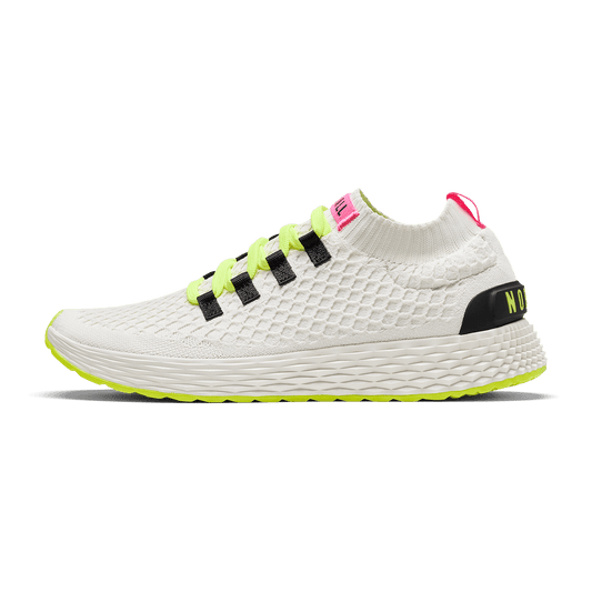 Classic White Yellow Alert Allday Knit Side Angle.