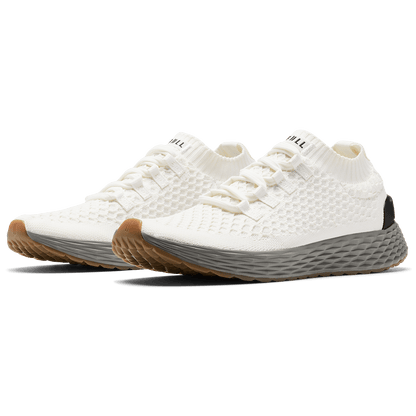 Classic White Ash Allday Knit Shoe Quarter Angle.