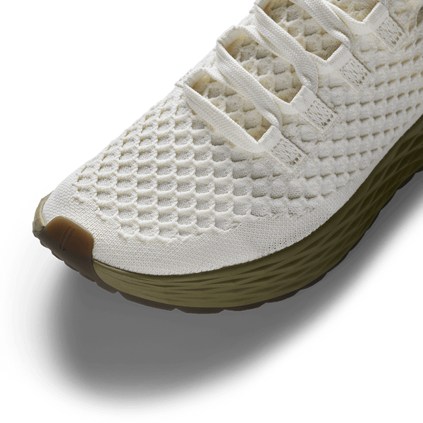 Mineral White Olive Allday Knit Shoe Above Angle.