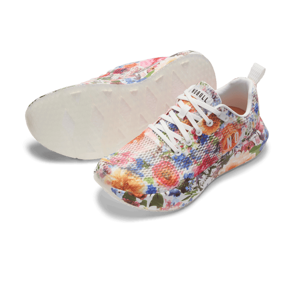 White Take Your Flowers Drive Mesh Shoe Angled