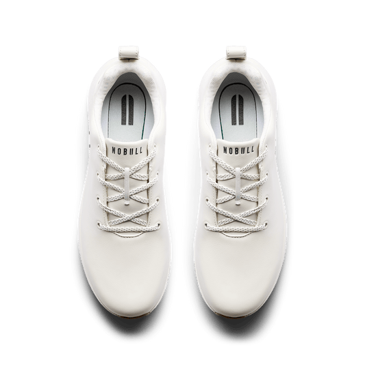 White Leather Golf Shoe Overhead Angle.