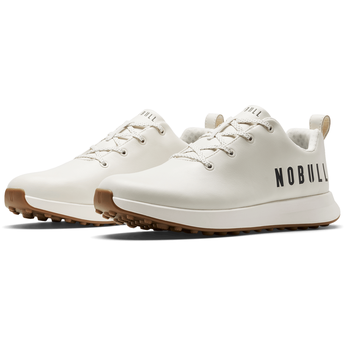 White Leather Golf Shoe Front Side Angle.