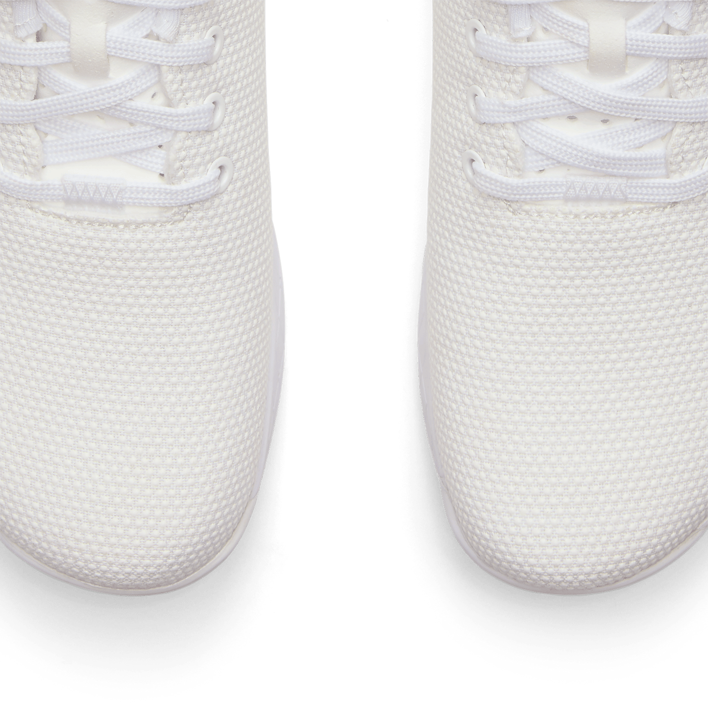 White Outwork Shoes Front Toe Box Detail Angle.