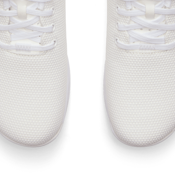 White Outwork Shoes Front Toe Box Detail Angle.