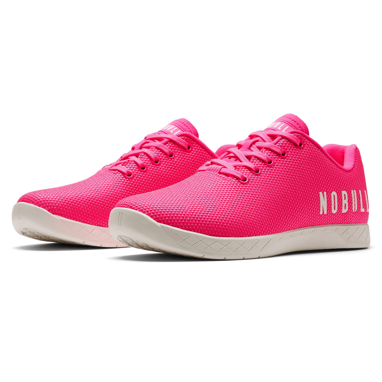 Neon Pink & Classic White Outwork Shoe Quarter Angle.