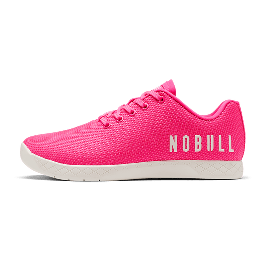 Neon Pink & Classic White Outwork Shoe Lateral Angle.