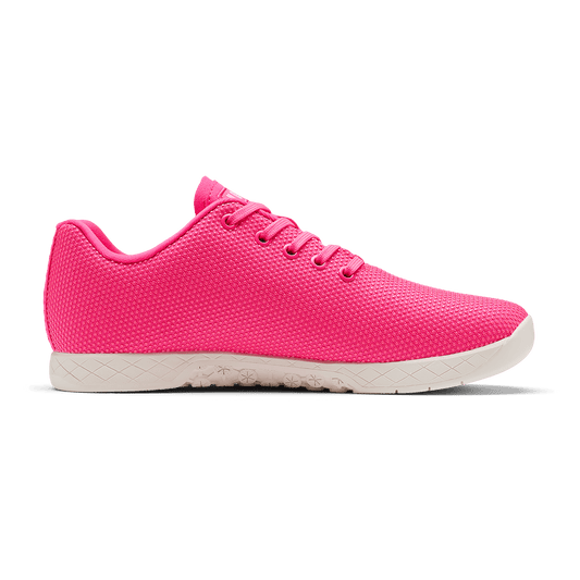 Neon Pink & Classic White Outwork Shoe Medial Angle.