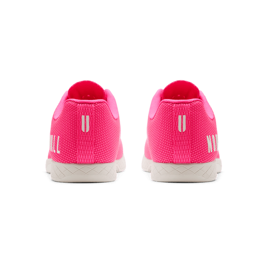 Neon Pink & Classic White Outwork Shoe Back Angle.