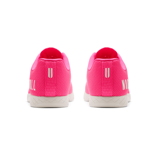 Neon Pink & Classic White Outwork Shoe Back Angle.