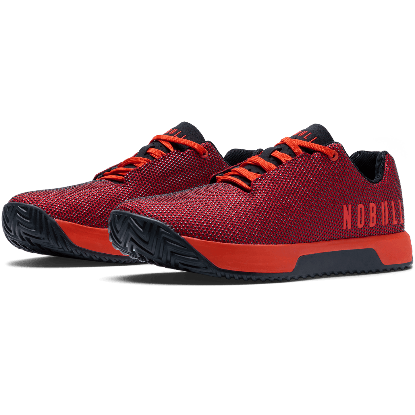 Equestrian Red Outwork Edge Shoe Front Side Angle.
