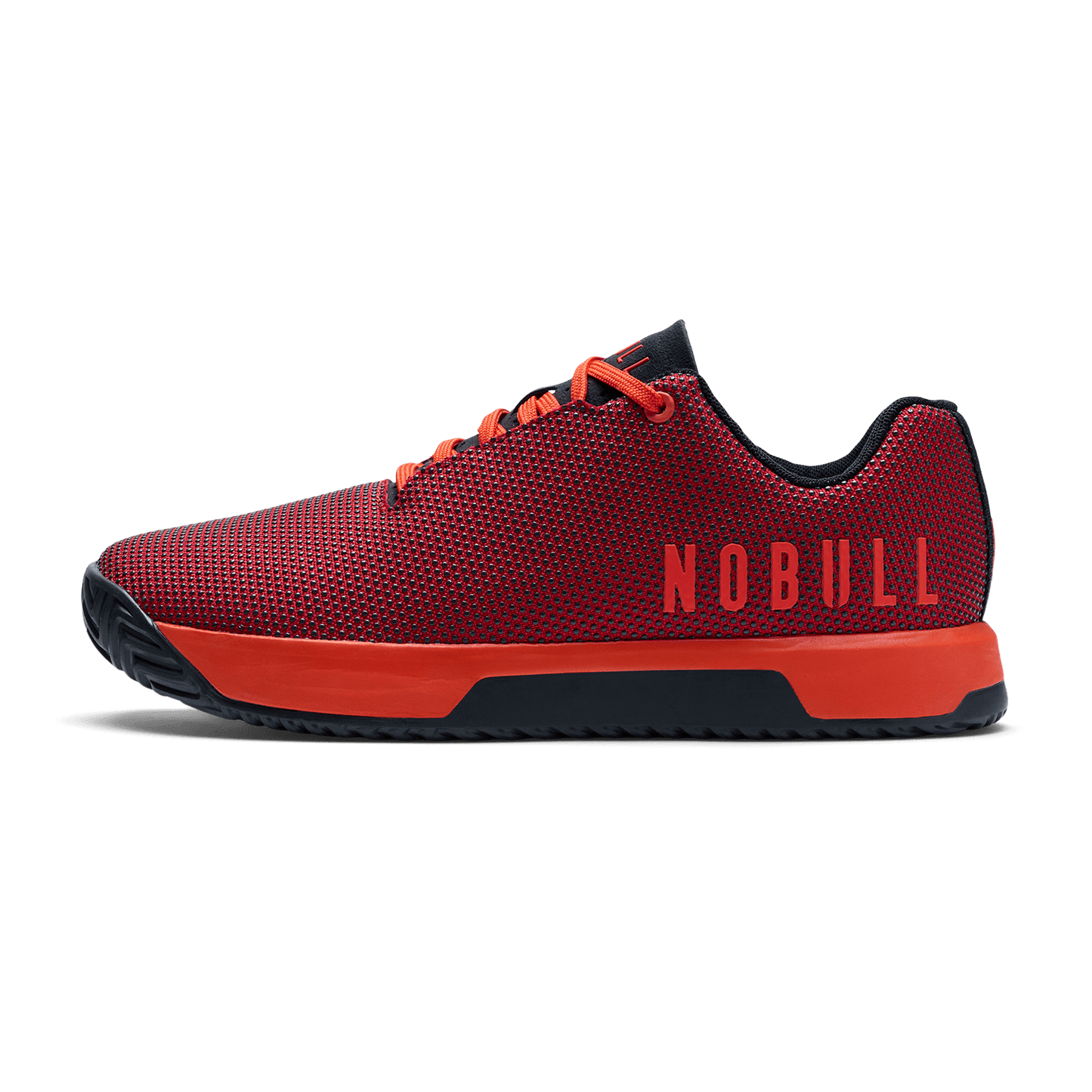 Equestrian Red Outwork Edge Shoe Side Angle.