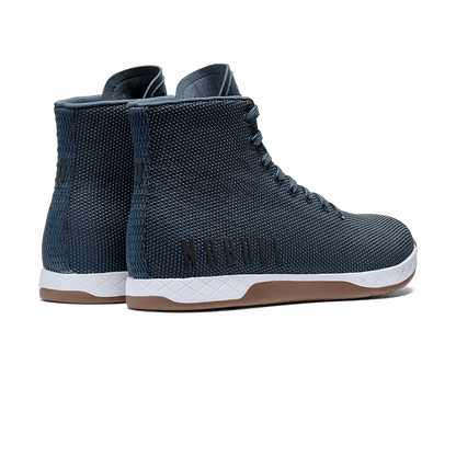 Denim Outwork High-Top Shoes Back Side Angle.
