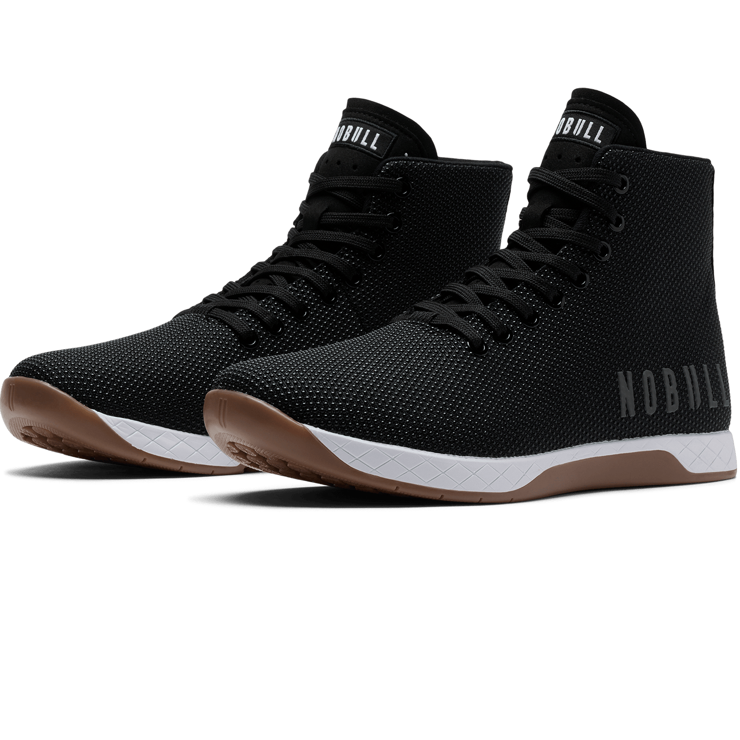 Black White Gum Outwork High-Top Shoe Quarter Angle.