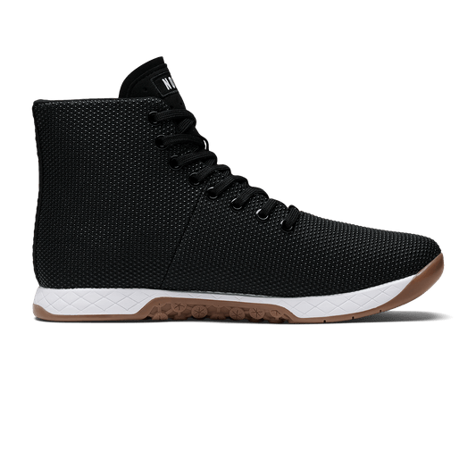Black White Gum Outwork High-Top Shoe Medial Side Angle.