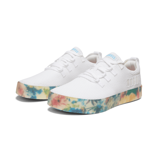 White Take Your Flowers Recs Knit Shoe Front Side Angle