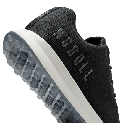 Jet Black Ripstop Golf Shoes Detail Angle.