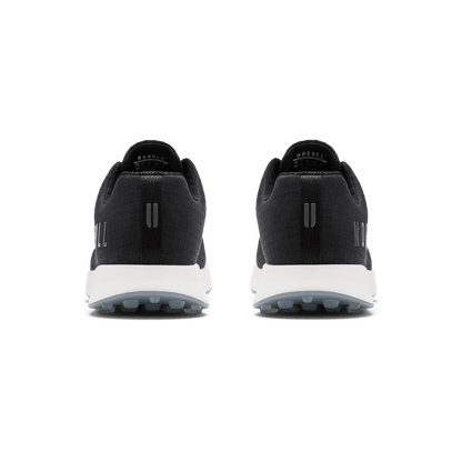 Jet Black Ripstop Golf Shoes Back Angle.