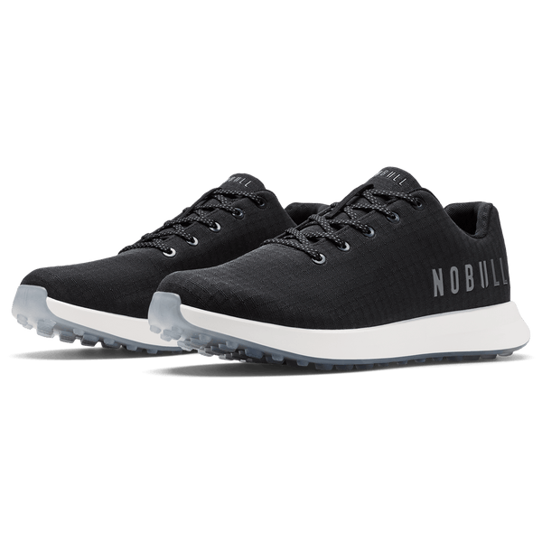 Jet Black Ripstop Golf Shoes Quarter Angle.