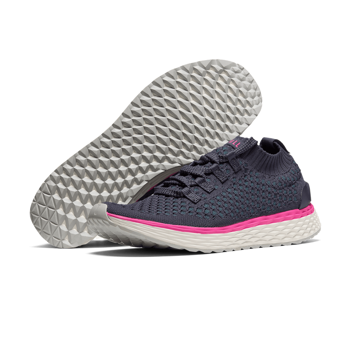 Night Navy Fuchsia Allday Knit Shoes Angled.