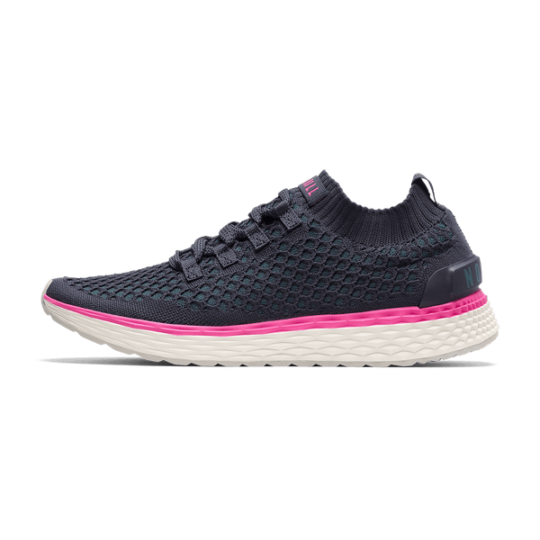 Night Navy Fuchsia Allday Knit Shoes Side Angle.