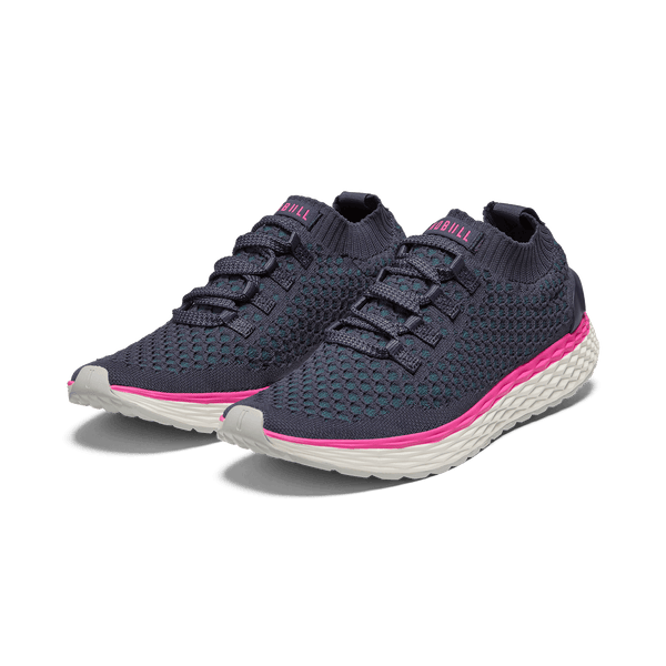 Night Navy Fuchsia Allday Knit Shoes Front Side Angle.