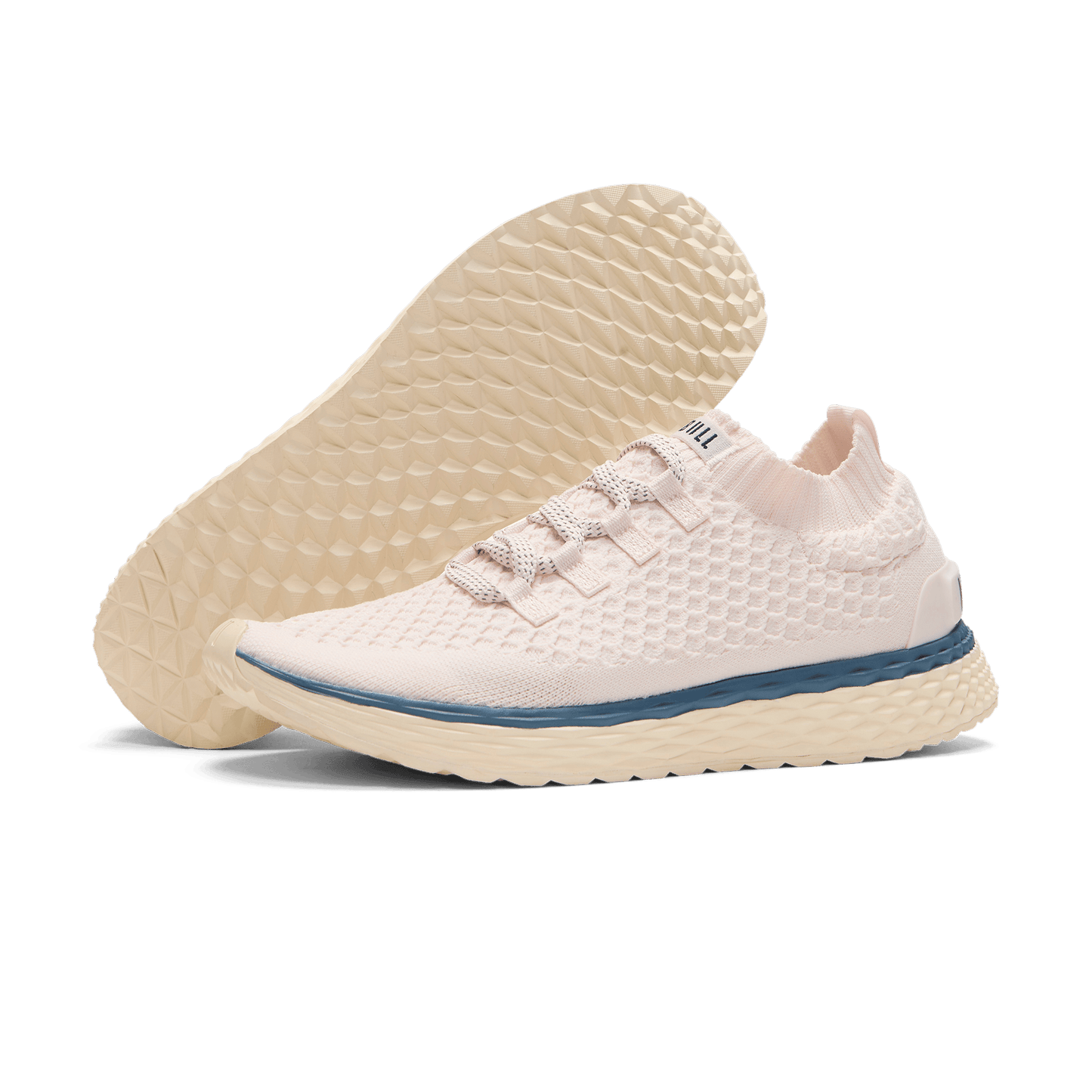 Pearl White Allday Knit Shoes Angled.